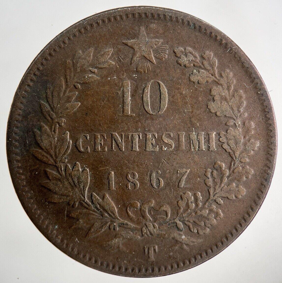 1867 Italy 10 Centesimi Coin | Fine Collectable Grade