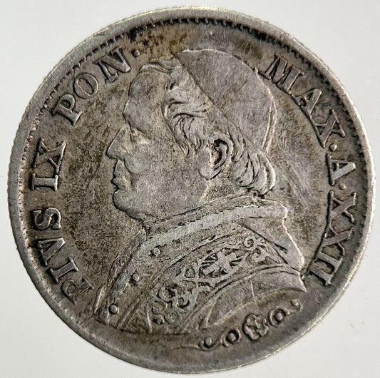 1867 Italy 5 Soldi Papal States Silver Coin | Very High Grade