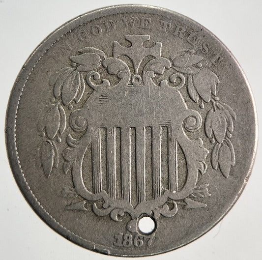1867 US USA Shield Nickel Coin | Fine Collectable Grade