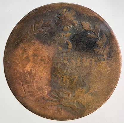 1867 Italy 5 Centesimi Coin | Fair Grade