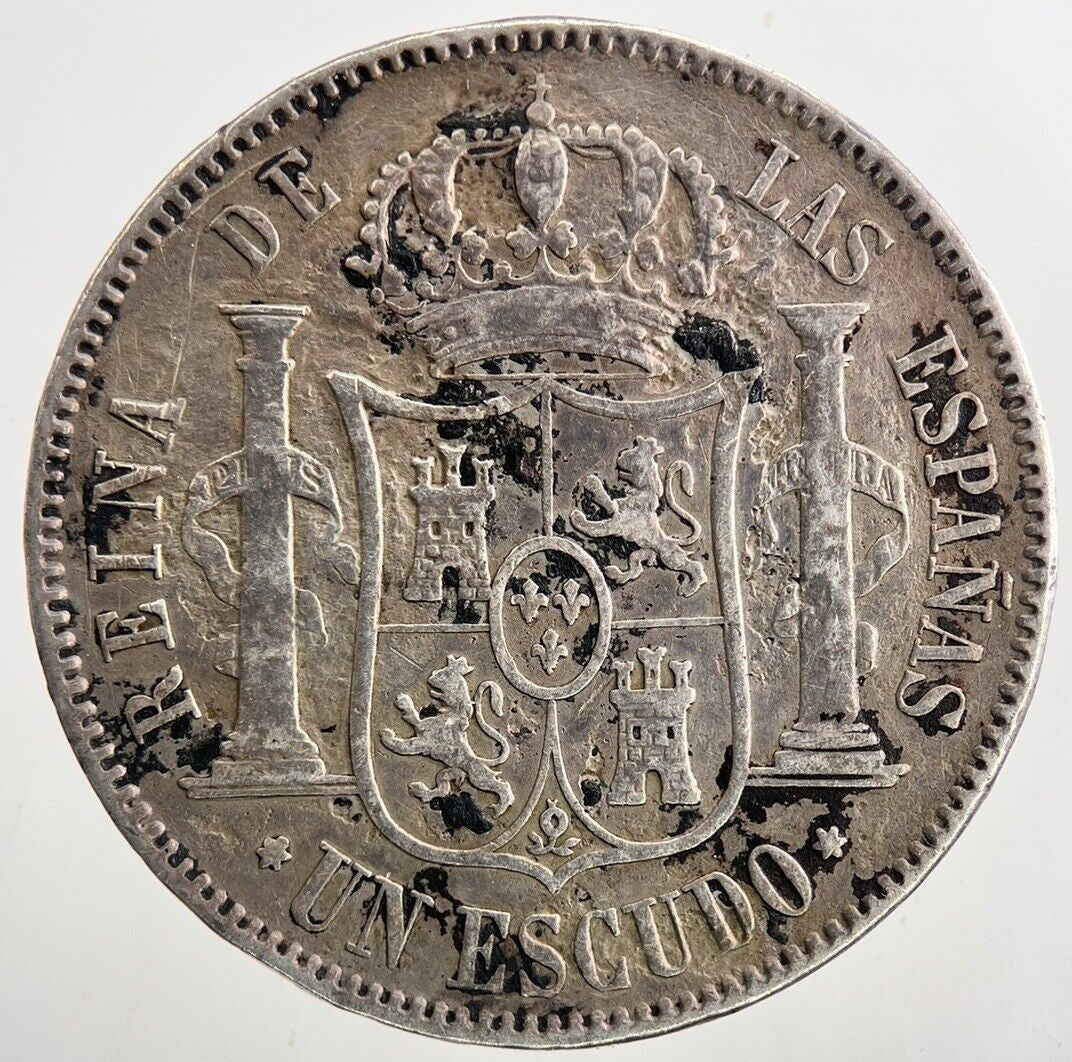 1867 Spain Un Escudo Silver Coin | Fine Collectable Grade | a9371