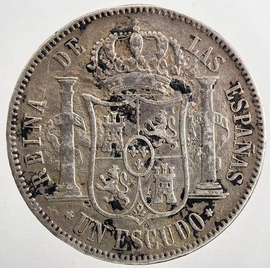 1867 Spain Un Escudo Silver Coin | Fine Collectable Grade | a9371