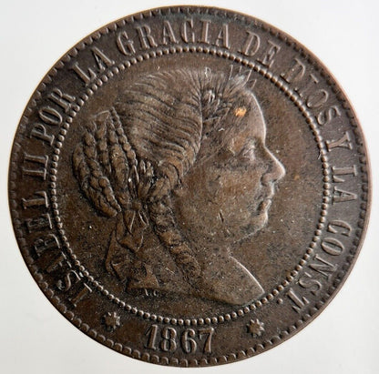 1867 Spain 2 1/2 Centimos Coin | Fine Collectable Grade