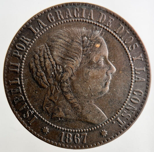1867 Spain 2 1/2 Centimos Coin | Fine Collectable Grade