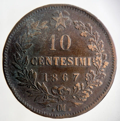 1867 Italy 10 Centesimi Coin | Fine Collectable Grade