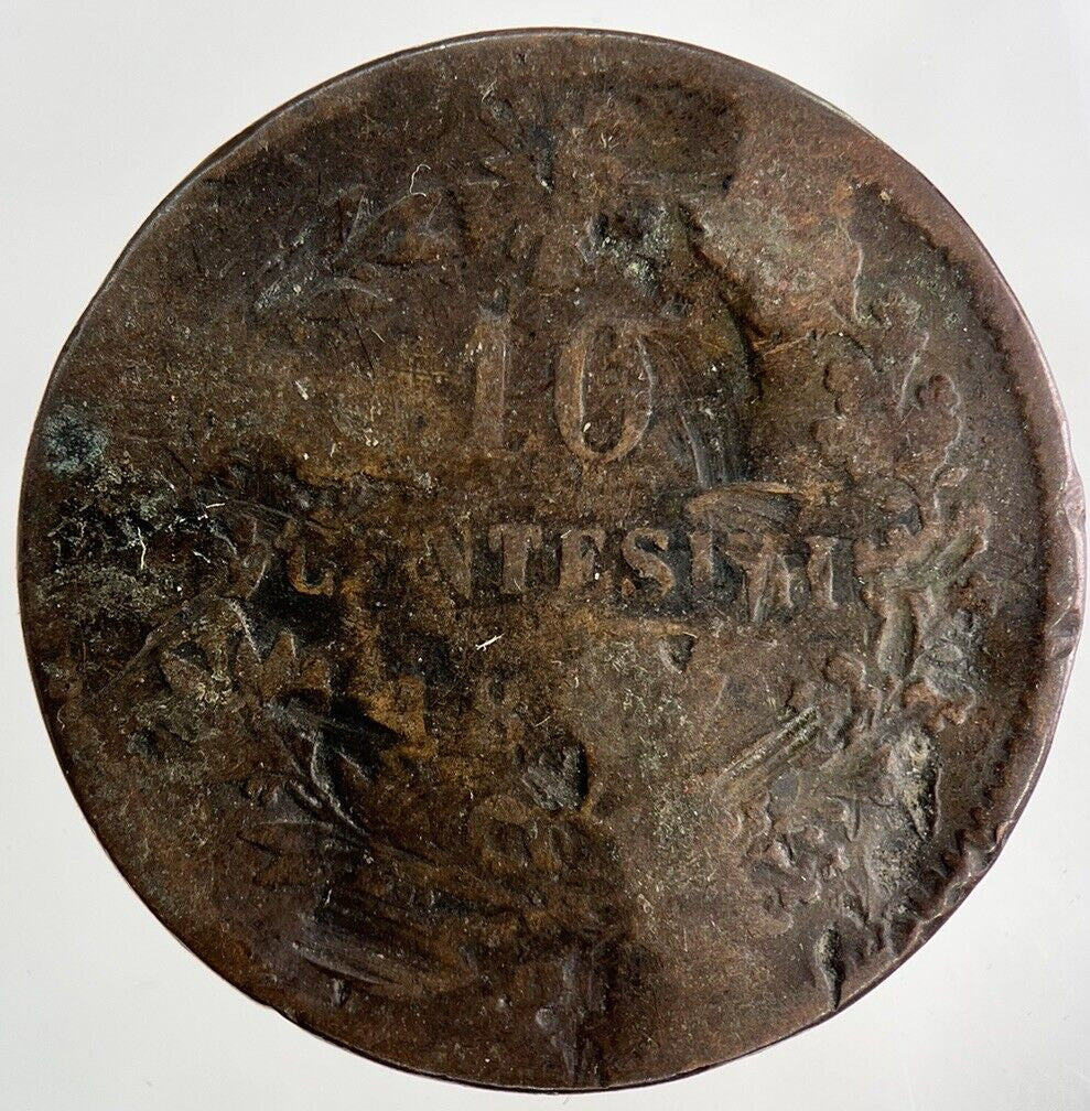 1867 Italy 10 Centesimi Coin | Worn Grade