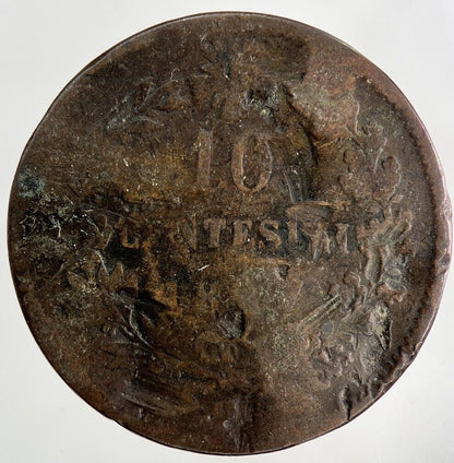 1867 Italy 10 Centesimi Coin | Worn Grade