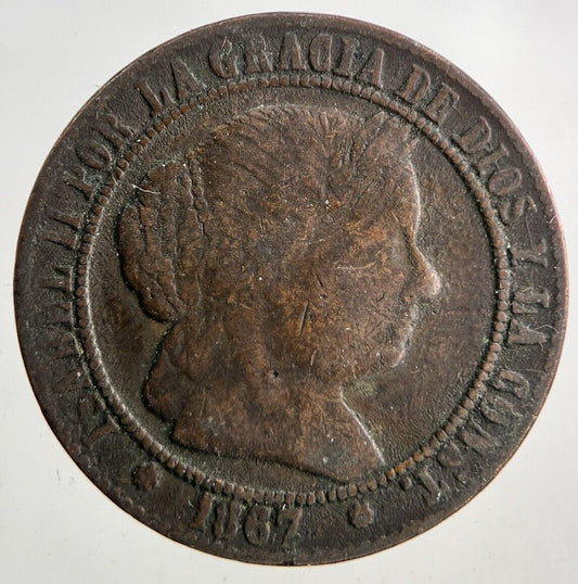 1867 Spain 2 1/2 Centimos Coin | Fine Collectable Grade