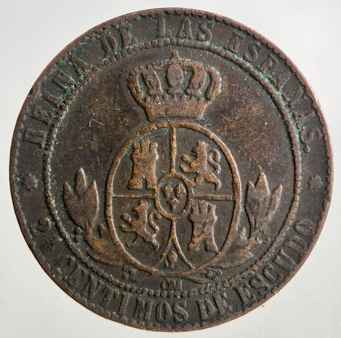 1867 Spain 2 1/2 Centimos Coin | Fine Collectable Grade