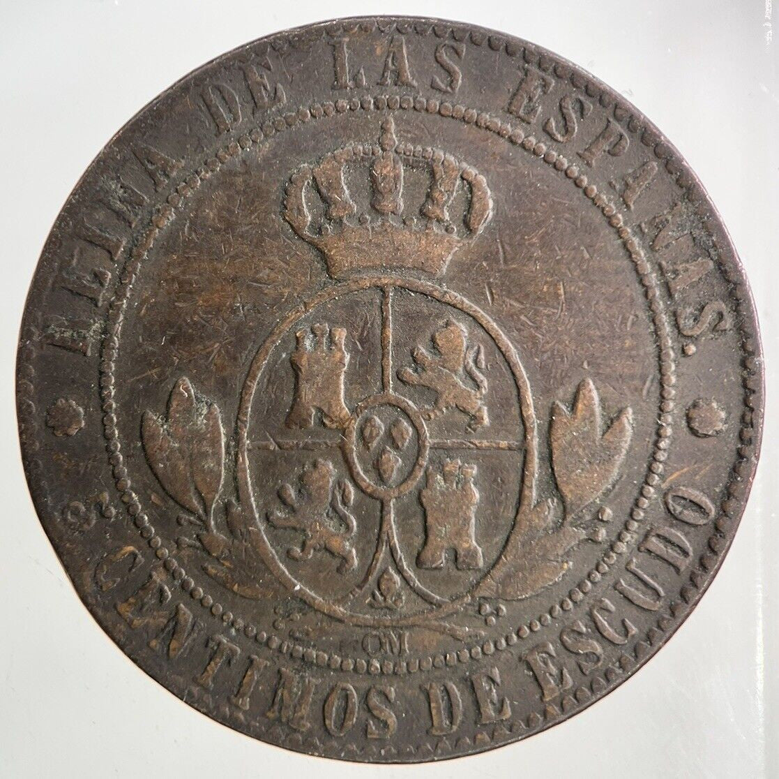 1867 Spain 5 Centimos Coin | Fine Collectable Grade