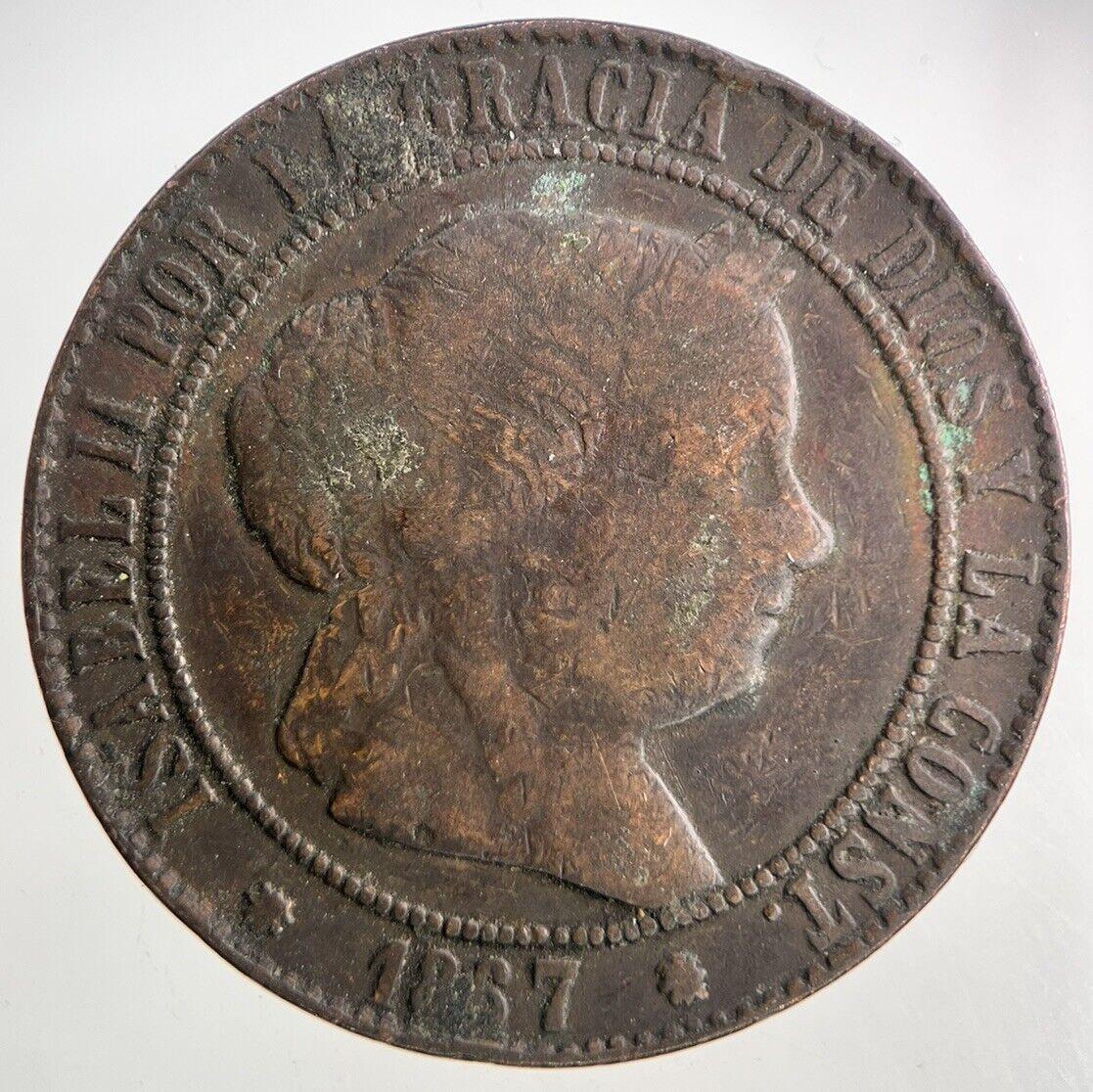 1867 Spain 5 Centimos Coin | Fine Collectable Grade
