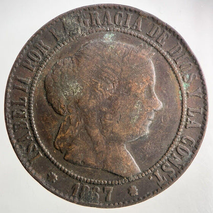 1867 Spain 5 Centimos Coin | Fine Collectable Grade