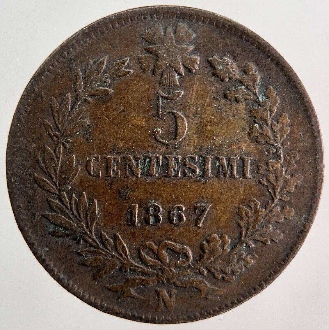 1867 Italy 5 Centesimi Coin | Fine Collectable Grade