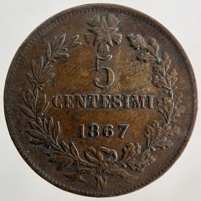 1867 Italy 5 Centesimi Coin | Fine Collectable Grade