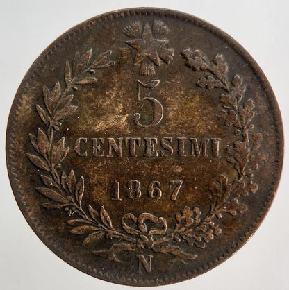 1867 Italy 5 Centesimi Coin | Fine Collectable Grade