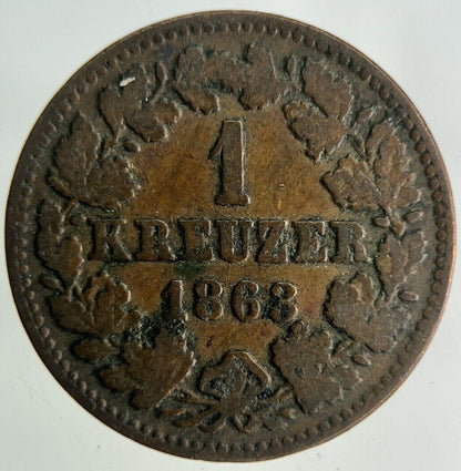 1868 Austria 1 Kreuzer Coin | Fine Collectable Grade