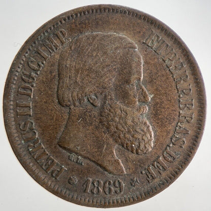 1869 Brazil 20 Reis Coin | Very High Grade | a5144