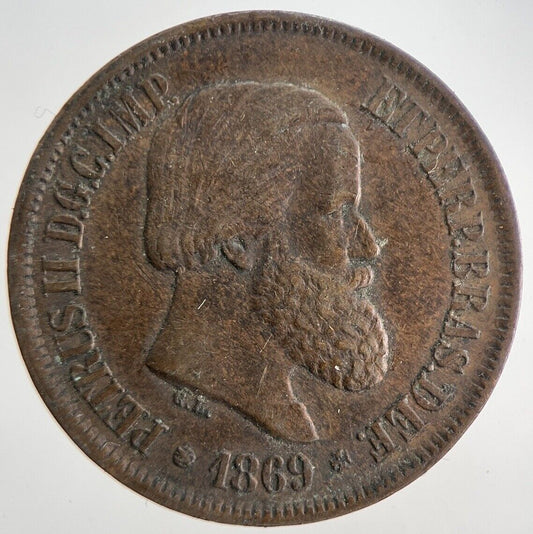 1869 Brazil 20 Reis Coin | Very High Grade | a5144