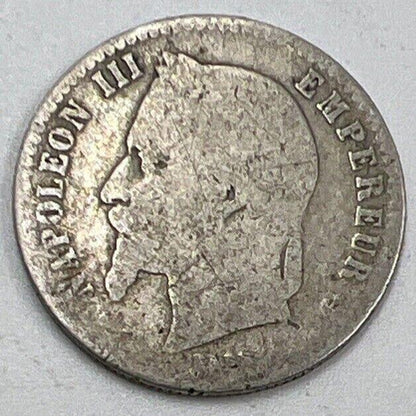 1867-A 50 Centimes Napoleon III France Silver Coin | Fair Grade