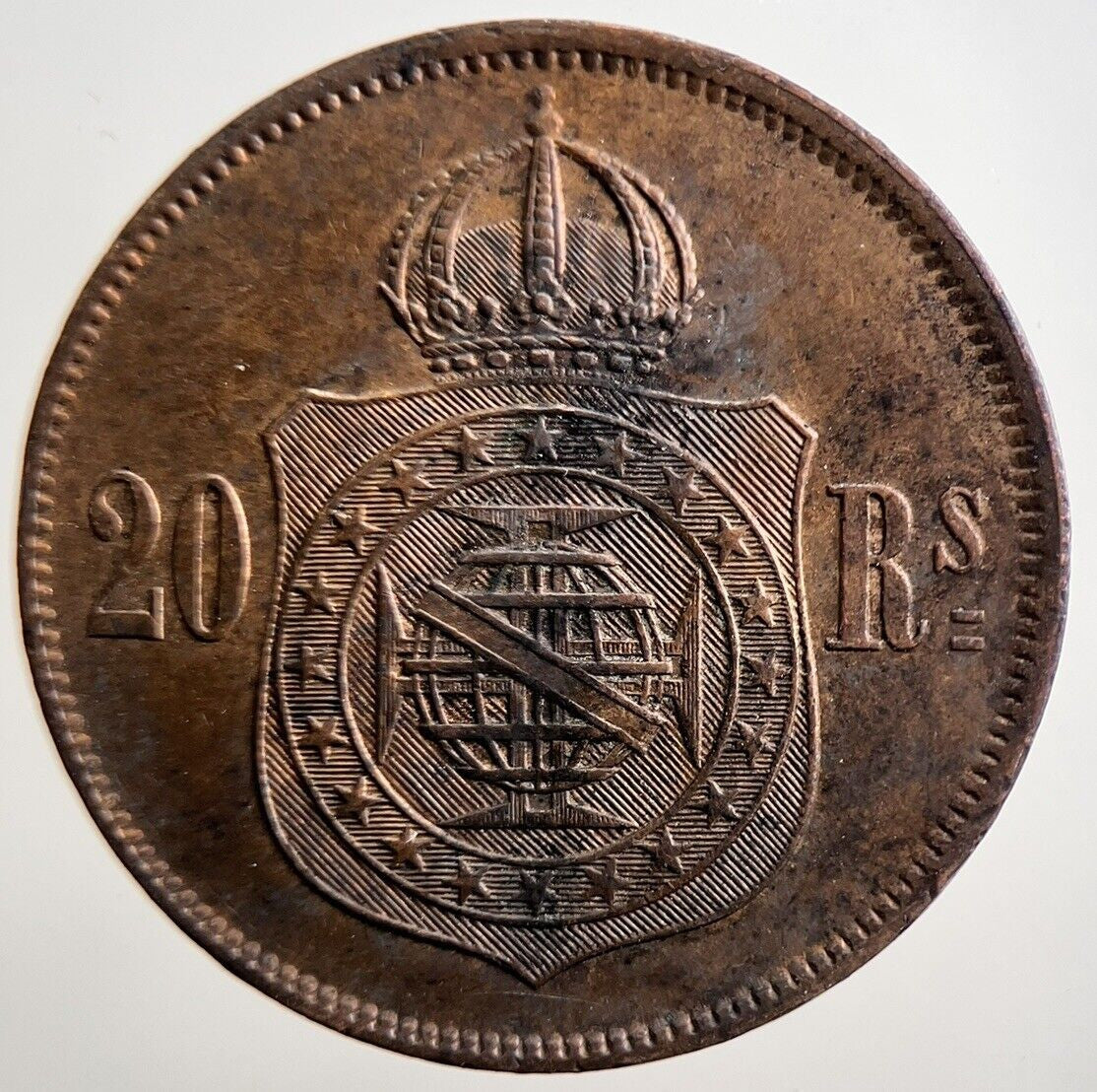 1869 Brazil 20 Reis Coin | Very High Grade | a3813
