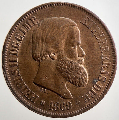 1869 Brazil 20 Reis Coin | Very High Grade | a3813