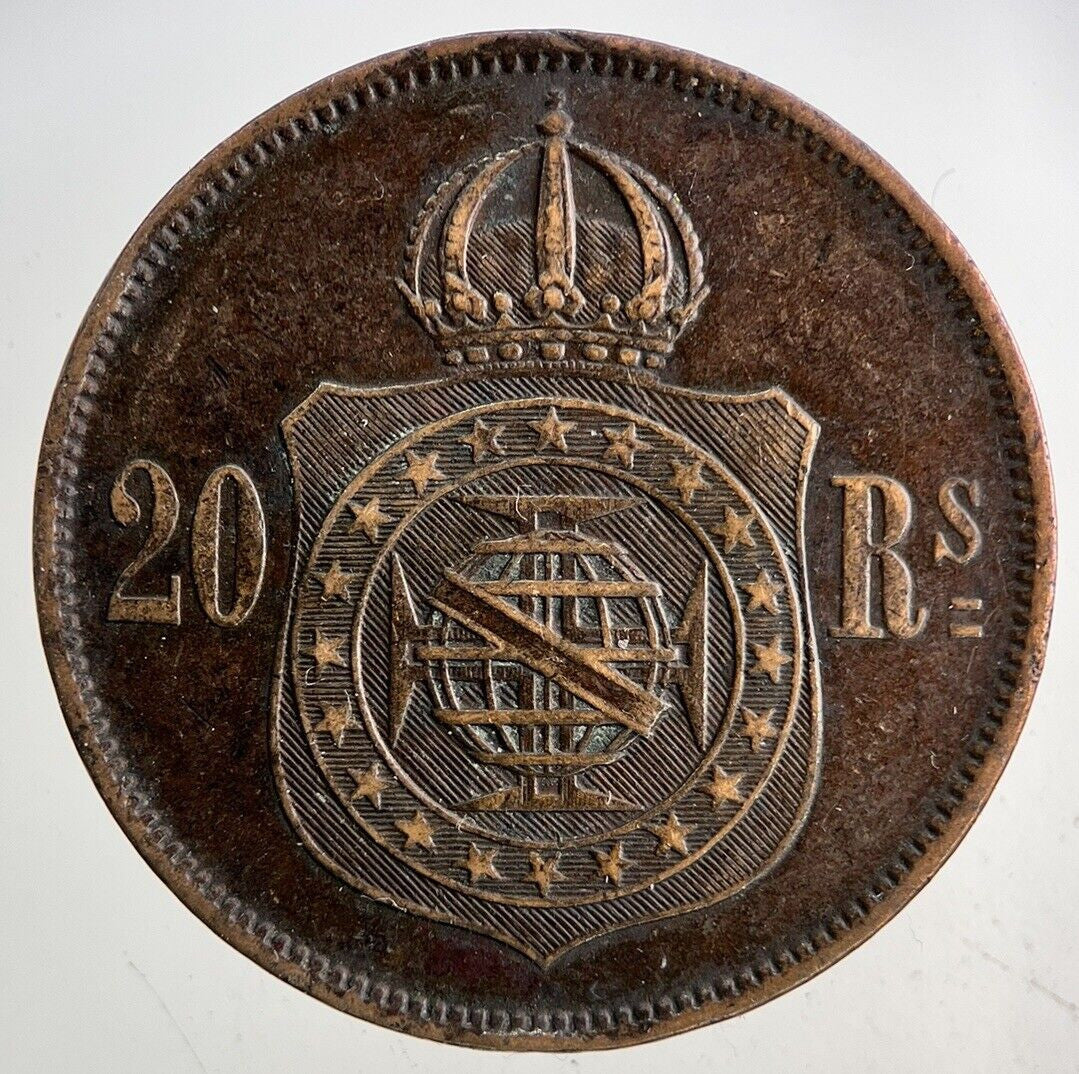 1869 Brazil 20 Reis Coin | Fine Collectable Grade