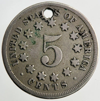 1868 US USA Shield Nickel V Cents Coin | Fine Collectable Grade