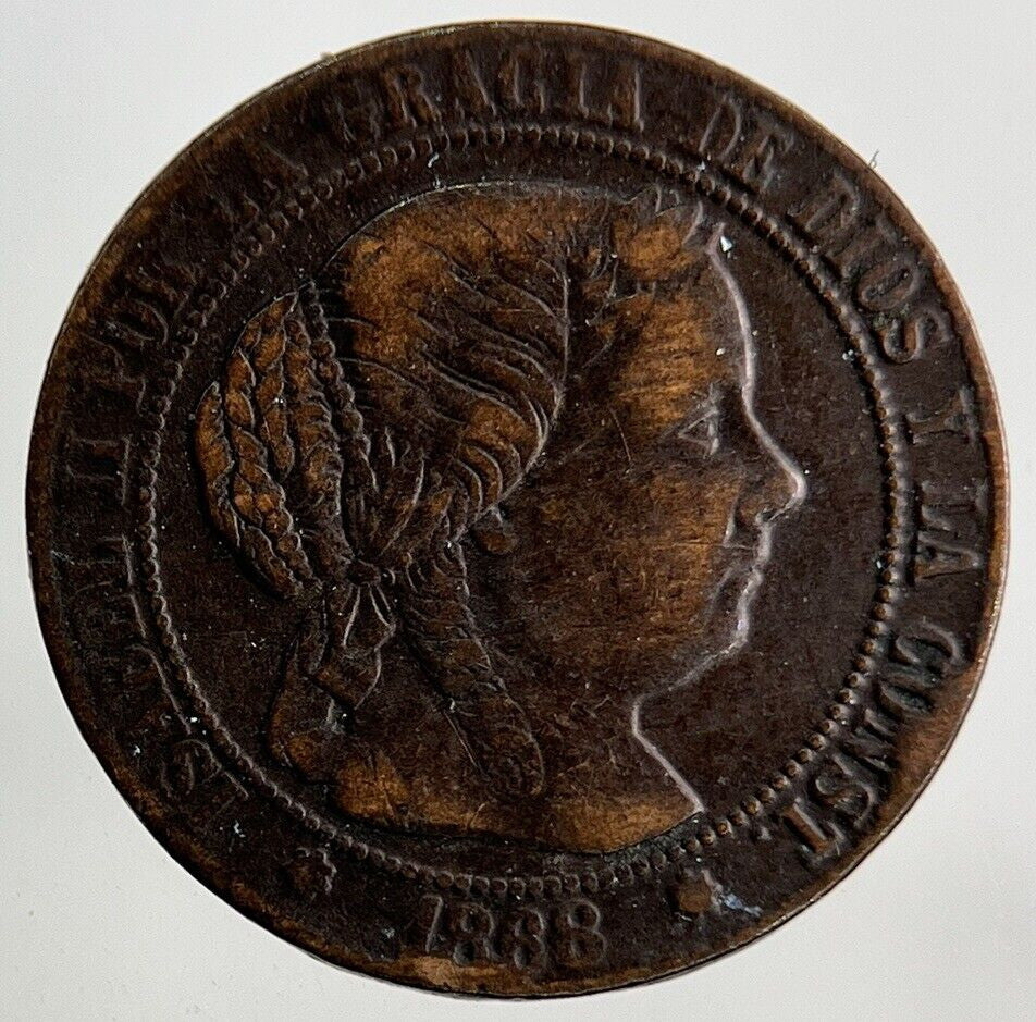 1868 Spain Medio 1/2 Half Centimo Coin | Fine Collectable Grade