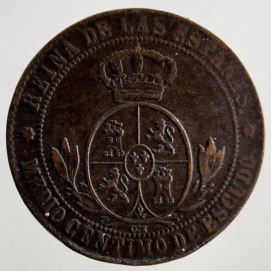 1868 Spain Medio 1/2 Half Centimo Coin | Fine Collectable Grade