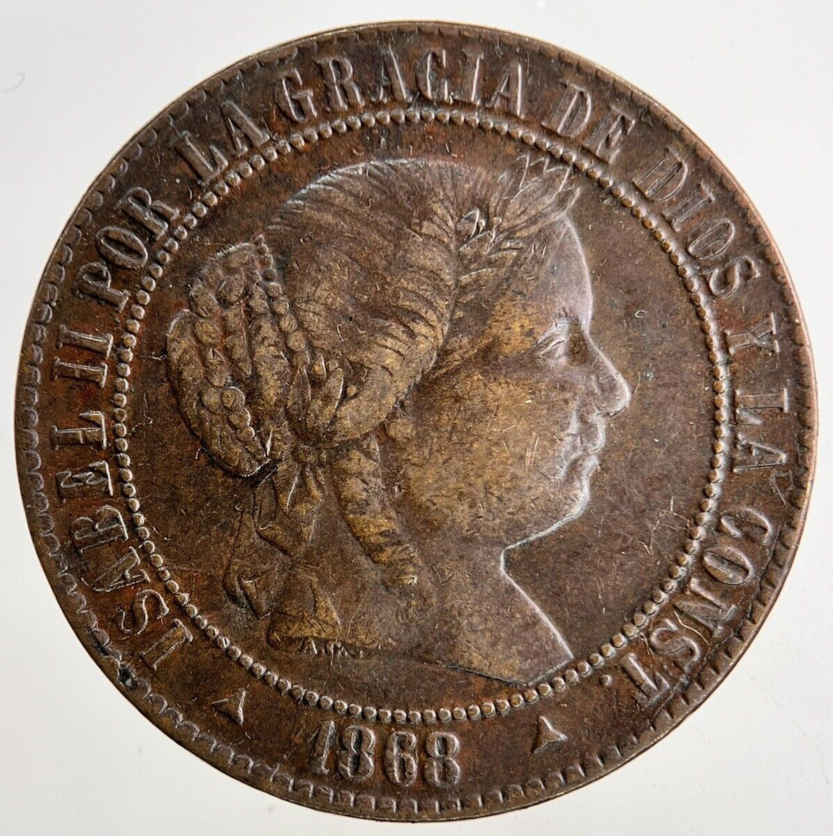 1868 Spain 2 1/2 Centimos Coin | Fine Collectable Grade