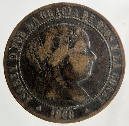 1868 Spain 2 1/2 Centimos Coin | Fine Collectable Grade