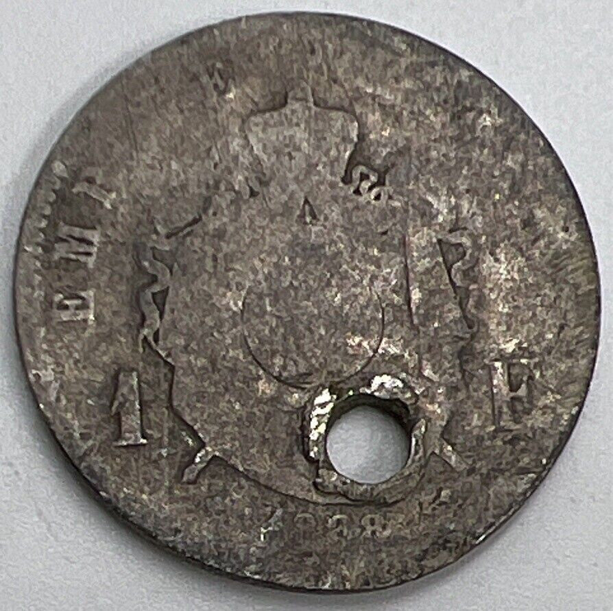 1868 France 1 One Franc Napoleon | French Silver Coin | Worn Grade