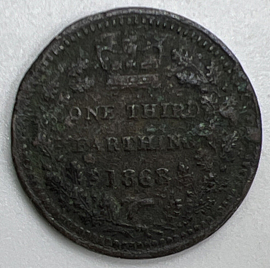 1868 One Third 1/3 Farthing | British Coin | Victoria | Collectable Grade | a757