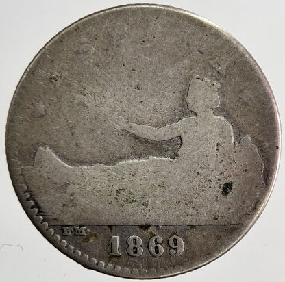 1869 Spain 50 Cent Silver Coin | Collectable Grade | a6190