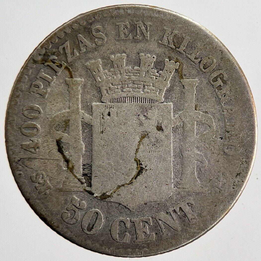1869 Spain 50 Cent Silver Coin | Collectable Grade | a6190