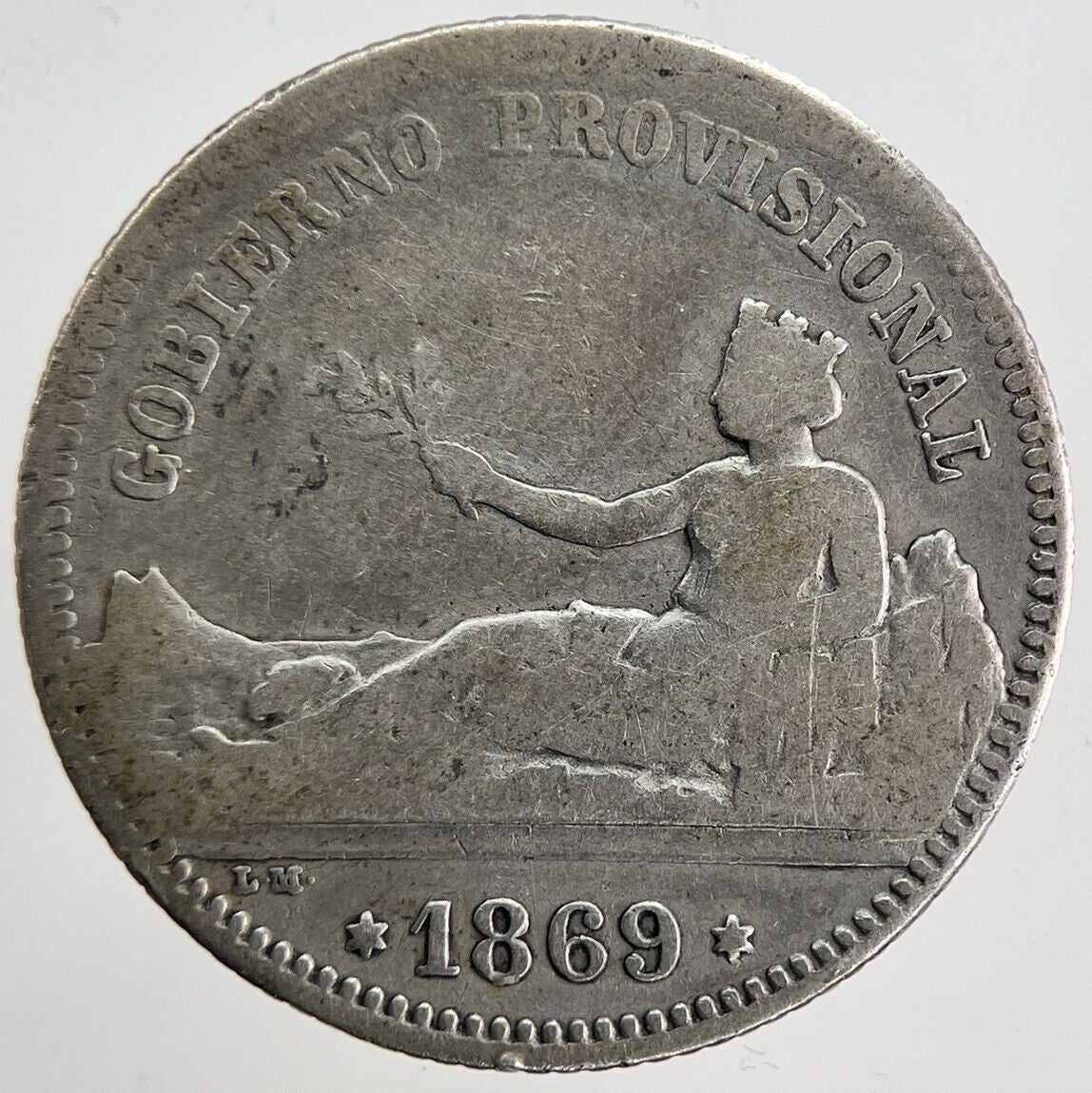 1869 Spain Una 1 Peseta Silver Coin | Collectable Grade | a6189