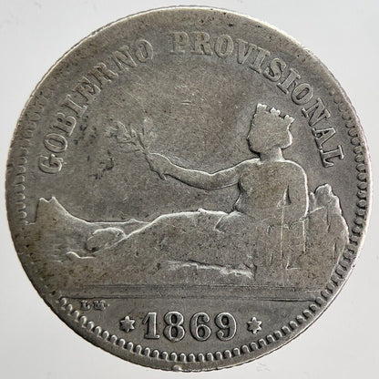 1869 Spain Una 1 Peseta Silver Coin | Collectable Grade | a6189