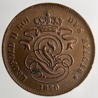 1870 Belgium 2 Cent Coin | Very High Grade