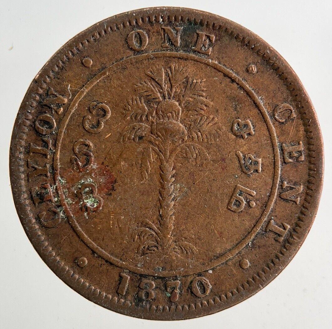 1870 Ceylon 1 One Cent Coin | Fine Collectable Grade