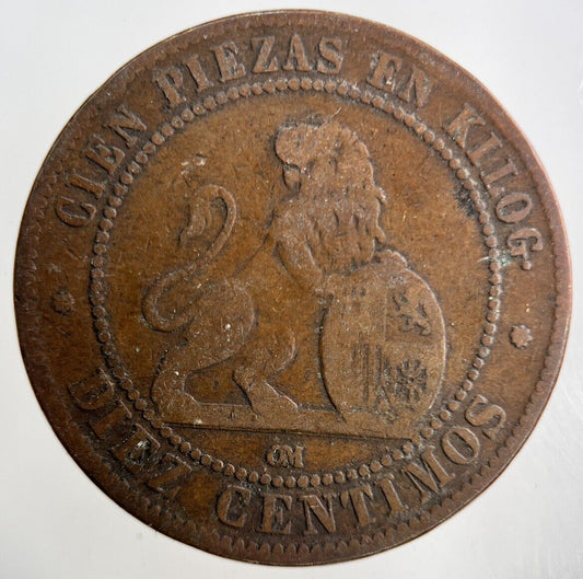 1870 Spain 10 Centimos Coin | Collectable Grade