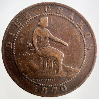 1870 Spain 10 Centimos Coin | Collectable Grade