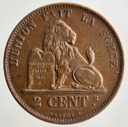 1870 Belgium 2 Cent Centimes Coin | Very High Grade