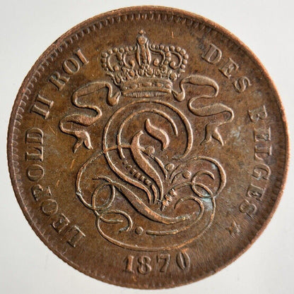 1870 Belgium 2 Cent Centimes Coin | Very High Grade