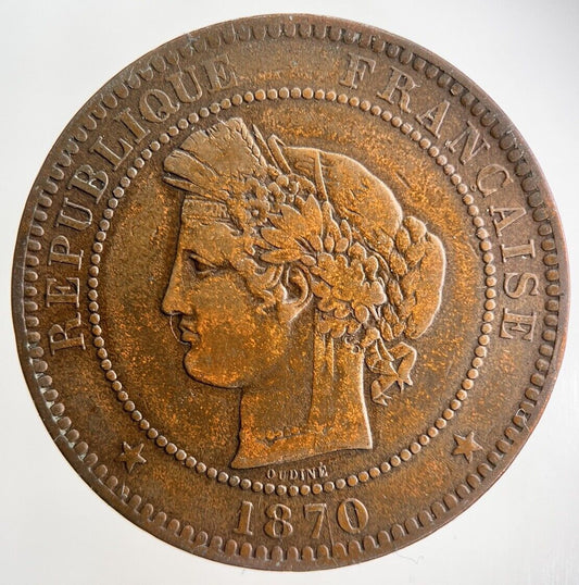 1870 France 10 Centimes Coin | Fine Collectable Grade