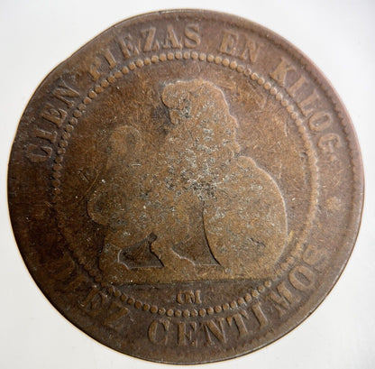 1870 Spain 10 Centimos Coin | Fair Grade