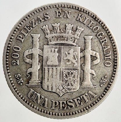 1870 Spain 1 Una Peseta Silver Coin | Fine Collectable Grade