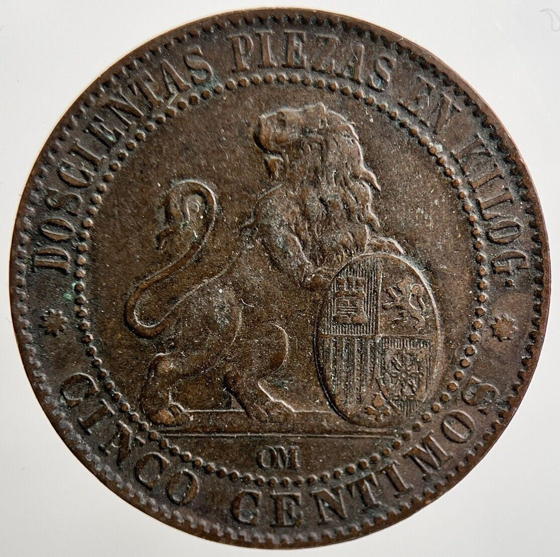 1870 Spain 10 Centimos Coin | Collectable Grade | a2124