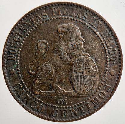 1870 Spain 10 Centimos Coin | Collectable Grade | a2124