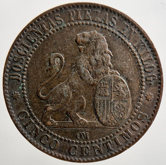 1870 Spain 10 Centimos Coin | Collectable Grade | a2124
