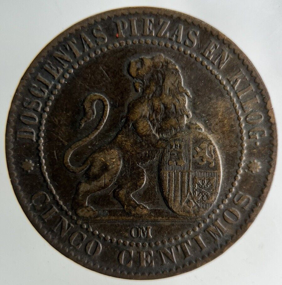 1870 Spain 5 Centimos Coin | Collectable Grade
